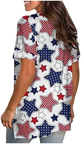 Zefotim 4. srpnja Košulje Žene 2023 Kratki rukavi v vrat Summer Moda Casual American Flags Bluus