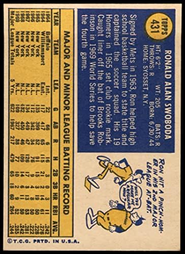 1970. Topps 431 Ron Swoboda New York Mets Dean's Cards 5 - Ex Mets