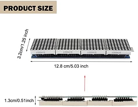 SIPYTOPF MAX7219 DOT MATRIX MODUL, 32x8 4 u 1 LED zaslonu s 5pin linijom, za Arduino Raspberry Pi Microcontroller…