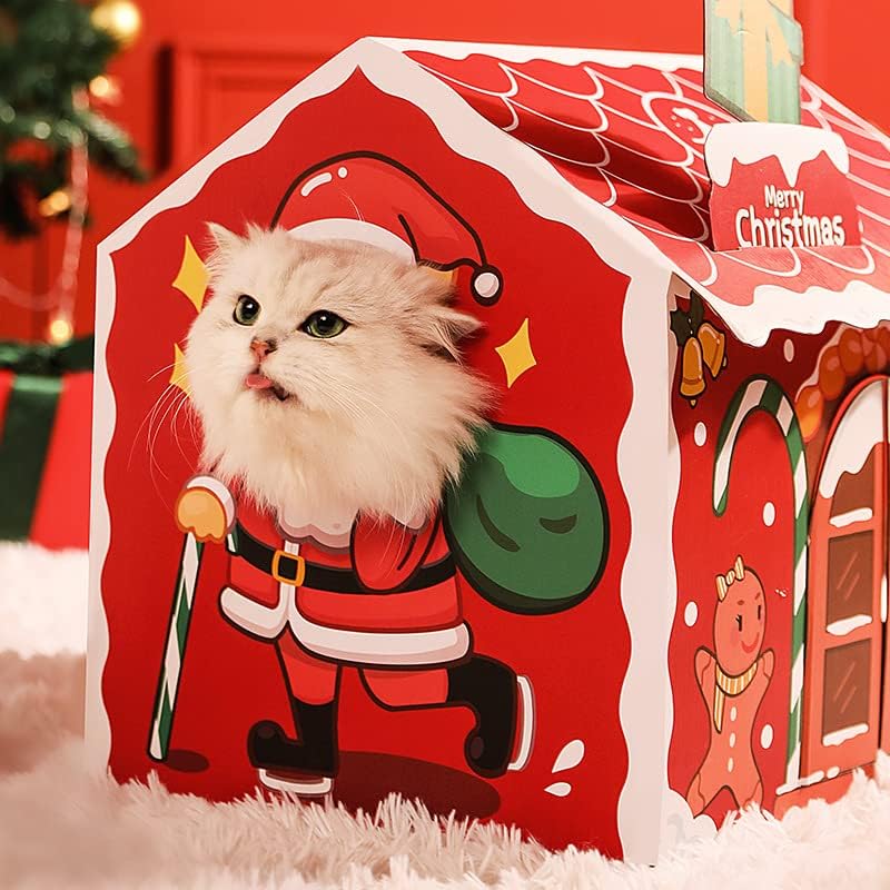 Kuća Djeda Mraza valovito mačje leglo otporno na habanje, otporno na ogrebotine u Novogodišnjim božićnim sklopivim igračkama za mačke