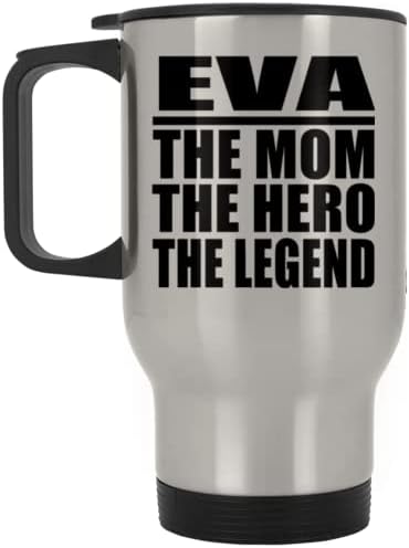 Dizajnsify eva mama heroj legenda, srebrna putnička šalica 14oz od nehrđajućeg čelika izolirana, pokloni za rođendansku obljetnicu