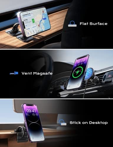 Lisen za magsafe automobilski montirani punjač bežični punjač 15W automobila za iPhone [moćni magneti] Magnetski automobil držač telefona