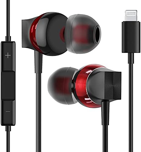 Meifox Lightning Earbuds za iPhone, četveronamjenske vozačke slušalice za smanjenje buke, MFI certificirane ožičene ušne uši s mikrofonima,