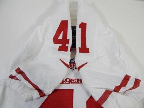 2013. San Francisco 49ers 41 Igra izdana White Jersey DP16504 - Nepodpisana NFL igra korištena dresova