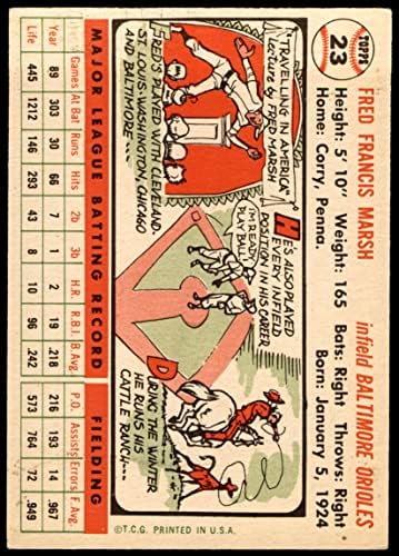 1956. Topps 23 Fred Marsh Baltimore Orioles ex/Mt Orioles