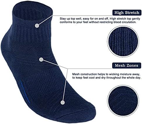 Pearl Care Muški češljani pamučni jastuk atletski trčanje gležnjača četvrtine čarapa s kompresijom luka