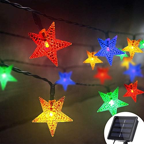 Grezea Solarno božićno svjetlo Star Star Star Svjetla 50 LED 21ft 8 modusi vilinski ukras za spavaću sobu unutarnji vanjski Xmas drveće