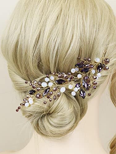 Ljubičasta kristalna rhinestone traka za glavu vjenčani Dodaci za kosu za mladenke zlatni Dodaci za kostime božice ručno izrađeni ukrasi