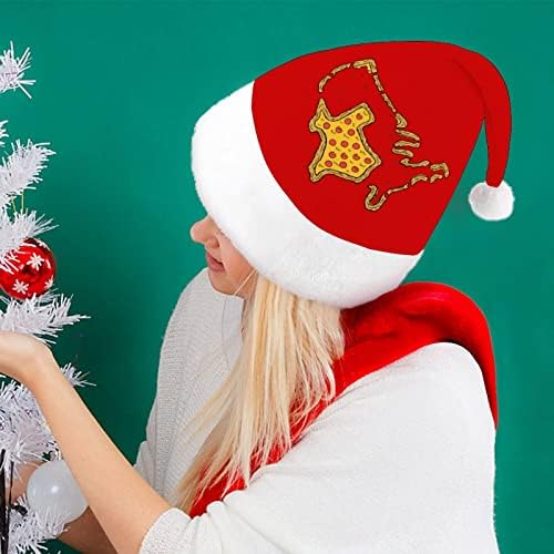 Božićni šešir za pizzu, Šeširi Djeda Mraza,Kratki plišani šeširi s bijelim manšetama za muškarce i žene, Božićni ukrasi za blagdanske