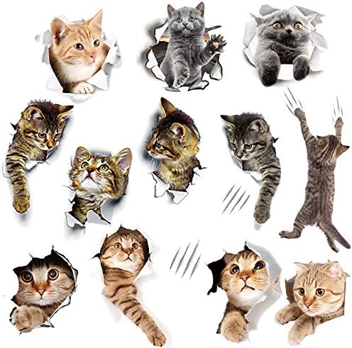 12pcs uklonjivi 3ECH crtani životinje mačke vinilne Zidne naljepnice lako se skidaju i lijepe slatke mačje pozadine freske za dječju