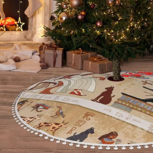 Suknja za božićno drvce s pom oblogom drevni-egipat-egipatsko-feraoni praznični božićni dom ukrasi 30