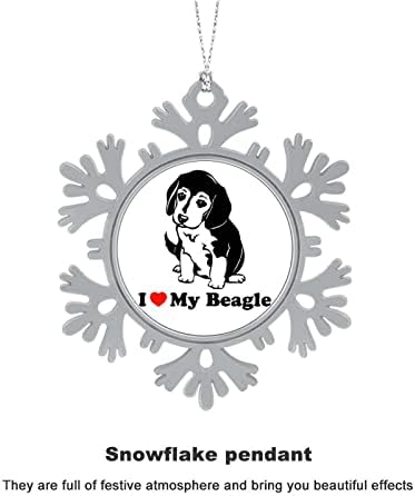 Volim svoj beagle snježna pahuljica božićni viseći ukrasi tiska