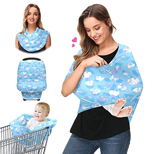 Dječje autosjedalice pokriva akvarel plave bijele oblake uzorak za njegu poklopca za dojenje šal za kolica za bebe višenamjenski carceat