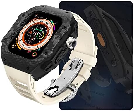 Slučaj Saawee Carbon Fiber za Apple Watch Ultra 49 mm fluororubber remen metal Bazel za IWatch Ultra 8 7 6 SE 45 mm 44 mm modifikacijski