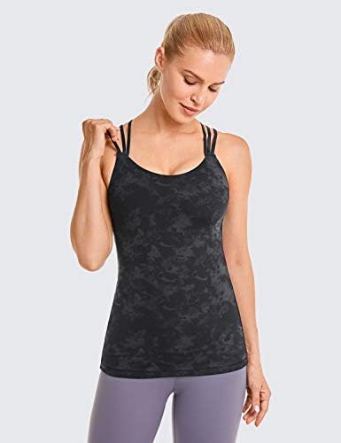 CRZ joga ženski leđa leđa joga tenkovske vrhove - ugrađene u grudnjaku grudnjaka Sports camisole podstavljene košulje duge vježbe
