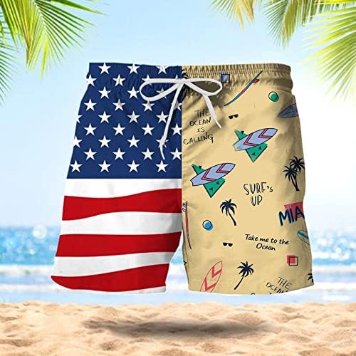 Cool plivači za muškarce, muški modni dan neovisnosti tiskani zavezani havajski plaža Fit Sport casual kratke hlače hlače