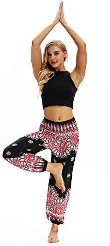 Alovey Ženska udobna boho pušena struka Harem labavi joga dnevni boravak pidžama hlače