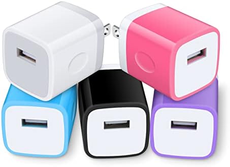 Blok za punjenje zida iPhonea, 5pack s jednim portama USB zidni utikač blok punjač Adapter Adapter Power Chick Charger Box kompatibilan