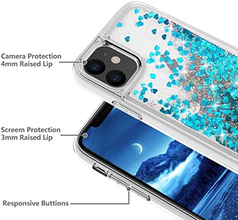 WorldMom za kućište iPhone 11, dvoslojni dizajn bling tekućine tekućine plutajući šareni svjetlucavi vodopad TPU zaštitni telefon za