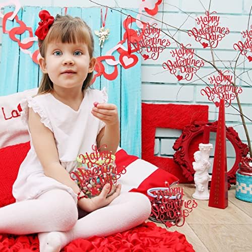 10 komada ukrasi za sretan Dan zaljubljenih središnji dijelovi Valentinovo izrezi s crvenim šljokicama natpisi za staklenke oznake