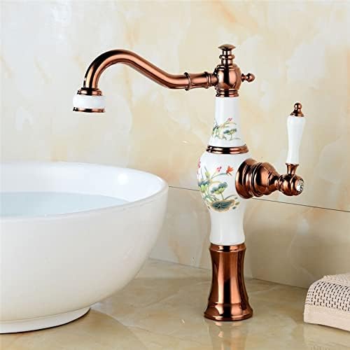 Slavina za bazen u kupaonici ruža zlato keramički mesingani sudoper mikser slavina paluba montirana voda slavina toplo hladnoća