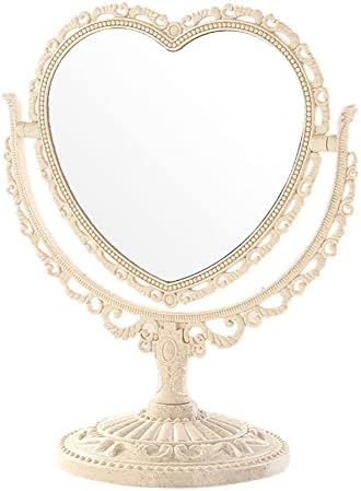 Toaletno ogledalo u obliku srca u obliku srca stolno toaletno Ogledalo za šminkanje okretno dvostrano isprazno ogledalo svjetlo toaletno