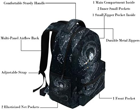 Oarencol magic tamna Dragon galaxy svemir crni ruksak torba s bookback daypack putnička školska torba