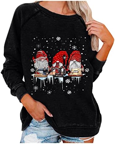 Flekmanart Ženski ružni božićni vrhovi okrugli vrat bluza 3d tiskane dukseve labave dugi rukav ružni božićni pulover casual džempera