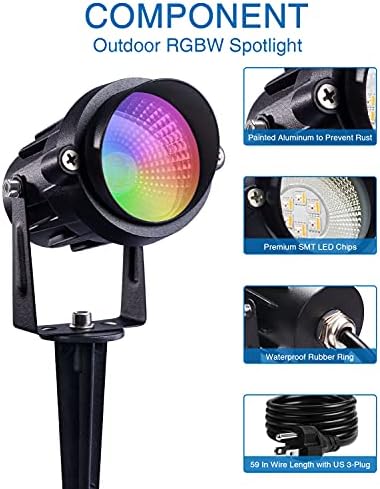 Sunvie RGB Vanjski LED reflektor 12W Svjetla za promjenu krajobraza s daljinskim upravljačem 120V RGB Krajozna rasvjeta vodootporna