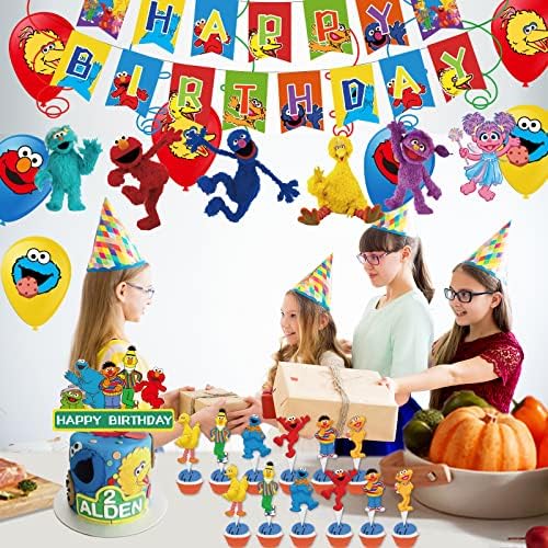 106 KOM. Pribor za proslave rođendana Elmo, pribor za ulične zabave S &esa & amp;me, uključujući i stropni vihor, banneri, Ukras za
