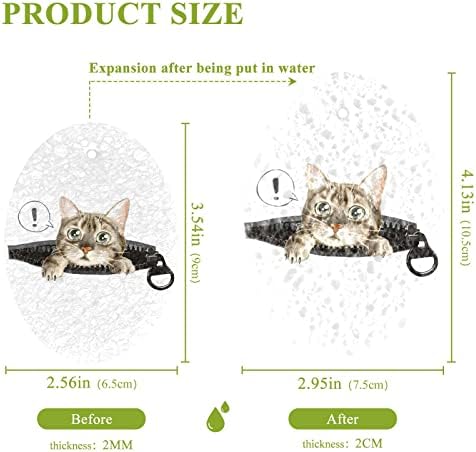 Alaza 3d smiješna slatka mačka prirodna spužva kuhinja celuloze spužve za jelo za pranje kupaonice i čišćenja kućanstva, ne-ogrebotine