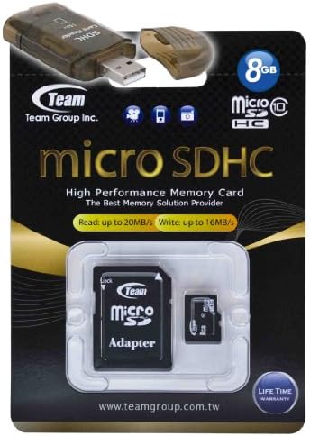 MicroSDHC kartica Team kapaciteta 8 GB klase 10 sa velikom brzinom 20 MB/s. Nevjerojatno brzo kartica za Samsung Tjerati Pro SGH-i627