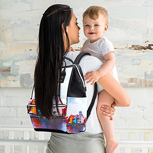 Akvarel holanland pejzažni pelenski torbe torbe mame ruksak veliki kapacitet pelena vrećica za njegu putničke torba za njegu bebe