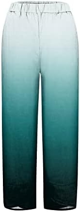 Ženske visoke struke Capri hlače s džepovima dnevni boravak križani dno obrezane ljetne hlače lagane palazzo hlače