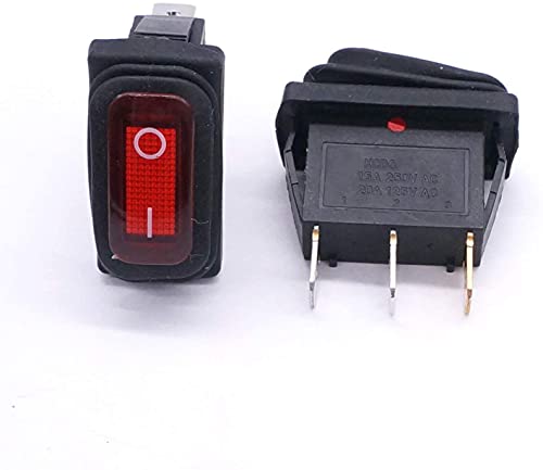 Taiss 2pcs Rocker Switch SPST vodootporni prekidač preklopnika 3 pin 2 Pozicija AC 12V crvena osvijetljena za automobil KCD3-101NW-I/O