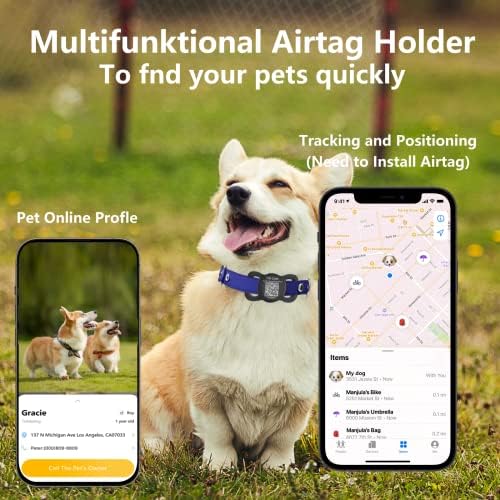 Vlasnik za airtag za pse s QR kodom ID oznaka za kućne ljubimce, zaštitni držač airtag -a i internetski profil kućnog ljubimca za ovratnike