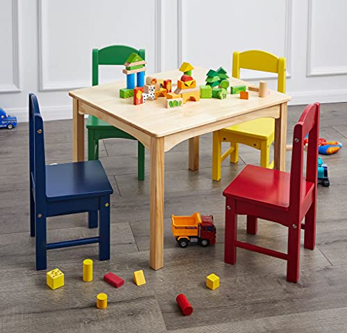 Dječji drveni stol i set od 4 stolice, prirodni stol, različite boje
