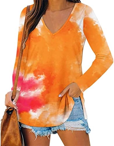 V-izrez majice žene okrugli vrat pulover Twimheirt Okrugli vratni vrhovi plus veličina labave košulje za tiskanje vrhova jeseni vrhovi