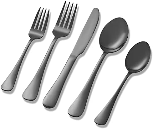 Set srebrnog posuđa u crnoj boji od 30 komada, set pribora za jelo od nehrđajućeg čelika, set pribora za jelo za kućnu kuhinju, set