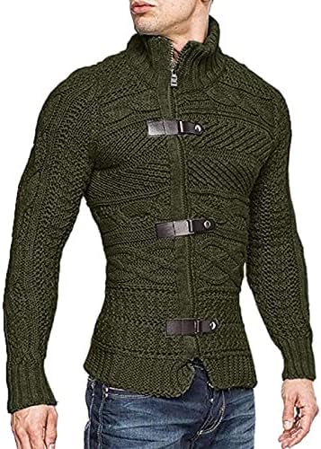 Zimska aktivna plus veličine džemper dugih rukava muškarci klasična čvrsta boja topli džemperi kornjača Zipup fit pletin2