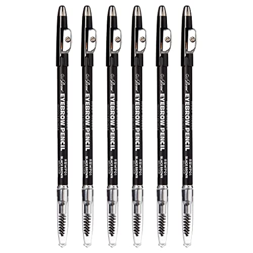 Olovka za obrve, naoštrena, dugotrajna, dugotrajna drvena olovka za obrve za prirodan izgled obrva, 6 pakiranja