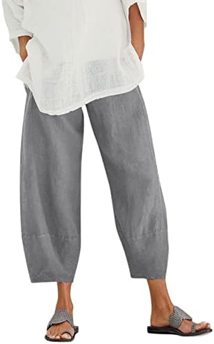 Mackneog solidne žene kapris i ošišane hlače udobne povremene žene Capri hlače za ljetne lagane plus veličine s džepovima