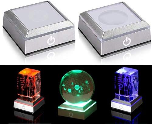 2 pakiranja 6 boja LED svjetlosna baza prikazuju ploču za prikaz stajanja s osjetljivim dodirnim prekidačem za 3D kristalno staklo