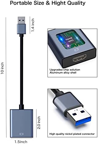 Adapter GUSSLM USB-HDMI, USB 3.0 / 2.0-HDMI za više monitora sa rezolucijom od 1080P, kompatibilan sa sustavom Windows XP/7/8/10/11