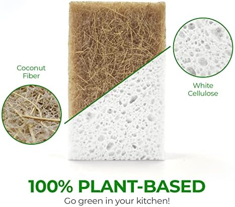 10 pakiranja biorazgradive prirodne kuhinjske spužve - kompostabilna celuloza i kokosov orah spužva - spužva za ekološke spužve za