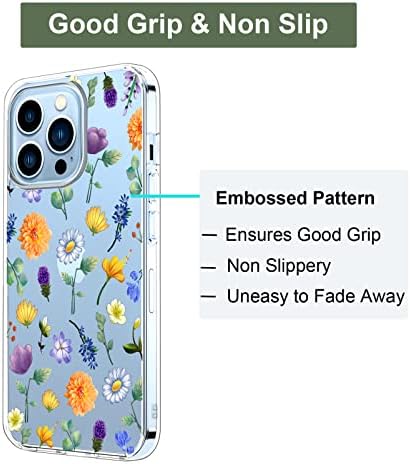 Slučaj kompatibilan s iPhone 13 Pro max case Clear s dizajnom utisnutim cvjetnim uzorkom meki TPU odbojnik vitki zaštitni 6,7 inča