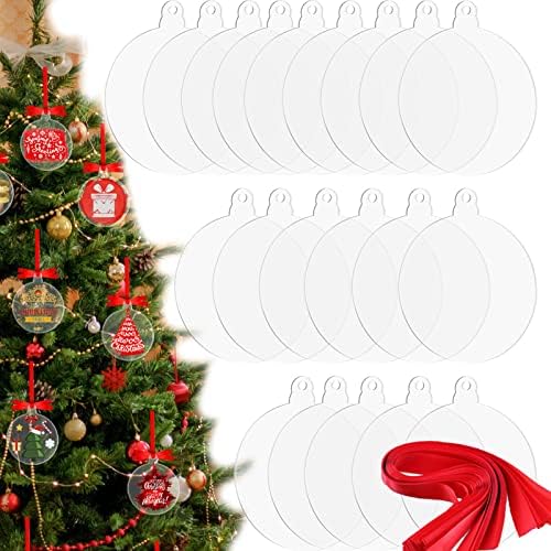 Akrilni ukrasi za praznine 20pcs 3-inčni prozirni okrugli akrilni Božićni ukrasi na veliko 2022 Uradi Sam set praznina za ukrašavanje