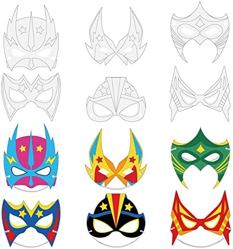 SoSation 36 PCS Boja vašeg vlastitog junaka maskira DIY papir Maske zanatske prazne grafiti maske s konopcima za dječju rođendansku