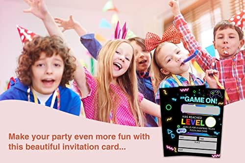 Pozivnice za rođendansku zabavu za djecu, tinejdžerski zabava poziva čestitke, proslavu videoigara zabave, zalihe za rođendan, 20 pozivničkih