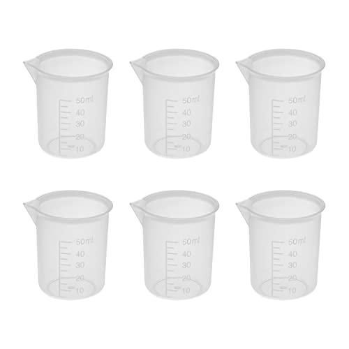 Othmro mjerenje čaše 50 ml pp plastika diplomirana čaša prozirna za laboratorijske kuhinjske tekućine 6pcs